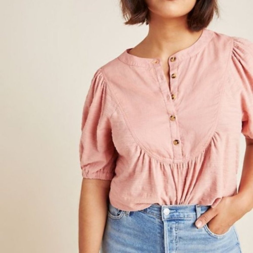 ANTHROPOLOGIE Blush Pink Boho Peasant Top